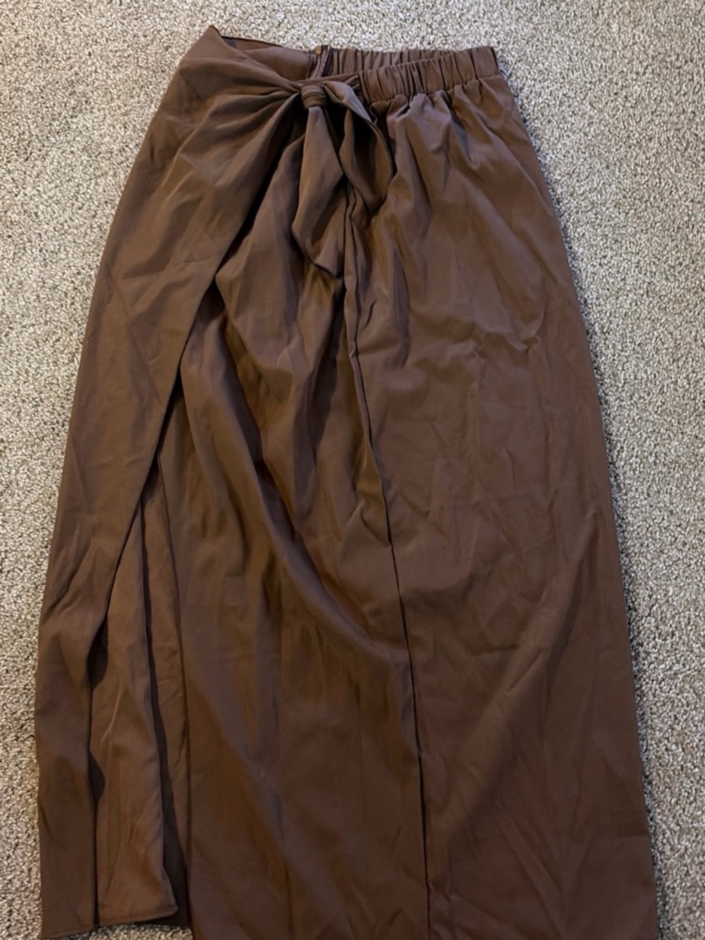 Brown Tie-Front Maxi Skirt